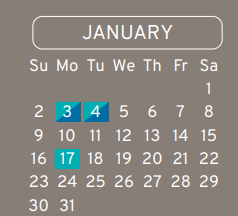 District School Academic Calendar for Calvert Elementary for January 2022