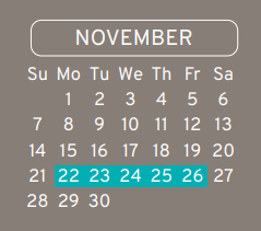 District School Academic Calendar for Smith Academy for November 2021