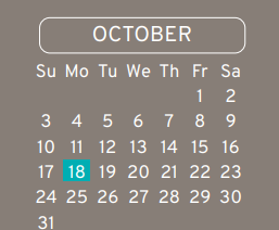 District School Academic Calendar for Marcella Inter for October 2021