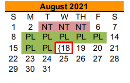 District School Academic Calendar for Vandagriff Elementary for August 2021