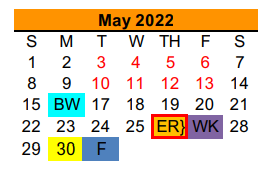 District School Academic Calendar for Vandagriff Elementary for May 2022