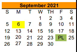 District School Academic Calendar for Aledo Learning Center for September 2021