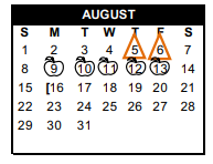 District School Academic Calendar for Salazar El for August 2021