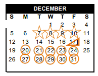 District School Academic Calendar for Memorial Intermediate for December 2021