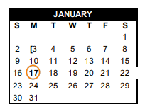 District School Academic Calendar for Alice H S for January 2022