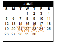 District School Academic Calendar for Alice H S for June 2022