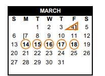 District School Academic Calendar for Saenz El for March 2022