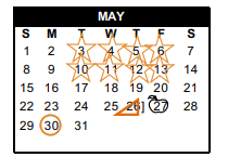 District School Academic Calendar for Memorial Intermediate for May 2022