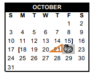 District School Academic Calendar for Dubose Intermediate for October 2021