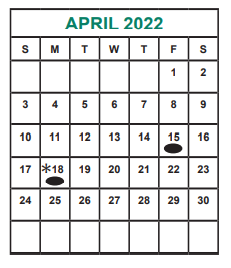 District School Academic Calendar for Miller Intermediate for April 2022