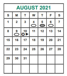 District School Academic Calendar for Rees Elementary School for August 2021