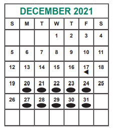 District School Academic Calendar for Admin Services for December 2021