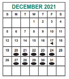 District School Academic Calendar for Miller Intermediate for December 2021