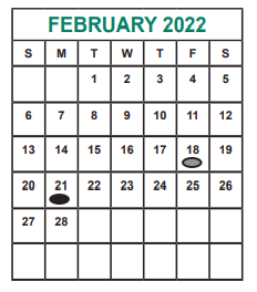 District School Academic Calendar for Holub Middle for February 2022