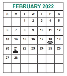 District School Academic Calendar for Youngblood Intermediate for February 2022