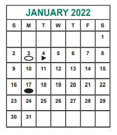 District School Academic Calendar for Miller Intermediate for January 2022