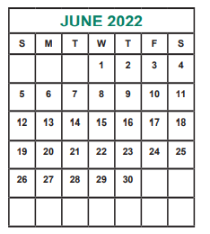 District School Academic Calendar for Alief Isd J J A E P for June 2022