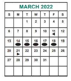 District School Academic Calendar for Holub Middle for March 2022