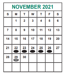 District School Academic Calendar for Petrosky Elementary for November 2021