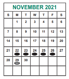 District School Academic Calendar for Hearne Elementary School for November 2021