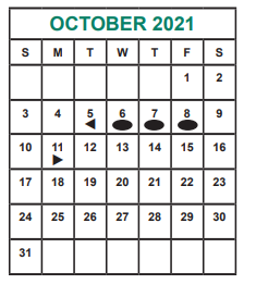 District School Academic Calendar for Admin Services for October 2021