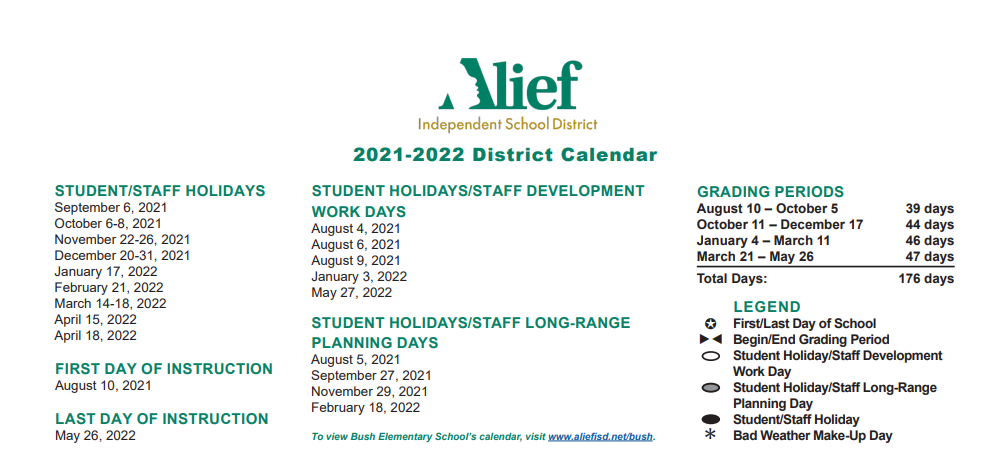 District School Academic Calendar for Cummings Elementary