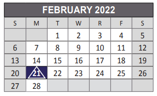 District School Academic Calendar for Reed Elementary School for February 2022