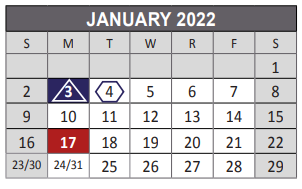 District School Academic Calendar for Allen High School for January 2022