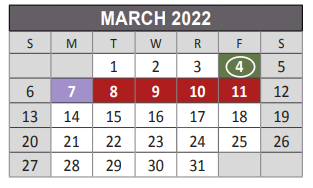 District School Academic Calendar for Reed Elementary School for March 2022