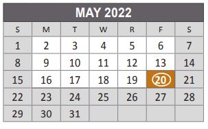 District School Academic Calendar for Anderson Elementary School for May 2022