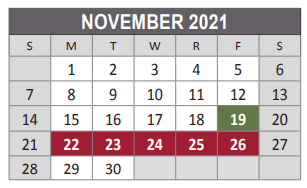 District School Academic Calendar for Reed Elementary School for November 2021