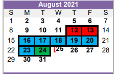 District School Academic Calendar for Alpine H S for August 2021