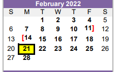 District School Academic Calendar for Alpine H S for February 2022