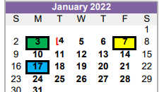 District School Academic Calendar for Alpine H S for January 2022