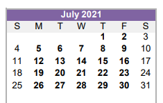District School Academic Calendar for Alpine Elementary for July 2021