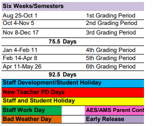 District School Academic Calendar Legend for Alpine Elementary