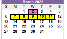 District School Academic Calendar for Alpine H S for March 2022