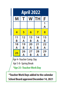 District School Academic Calendar for Deerfield School for April 2022