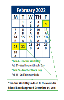 District School Academic Calendar for Vineyard School for February 2022