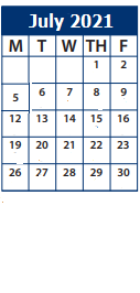 District School Academic Calendar for Suncrest School for July 2021