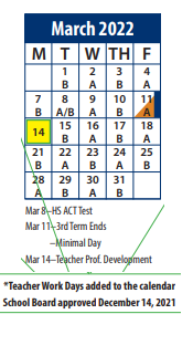 District School Academic Calendar for Greenwood School for March 2022