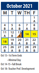 District School Academic Calendar for At Risk-summit Jr High for October 2021