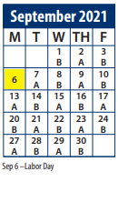 District School Academic Calendar for Vineyard School for September 2021