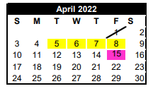 District School Academic Calendar for Alto Elementary for April 2022