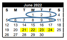 District School Academic Calendar for Alto Middle for June 2022