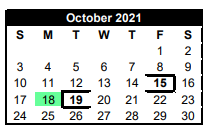 District School Academic Calendar for Alto Middle for October 2021