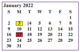 District School Academic Calendar for Alvarado Int for January 2022