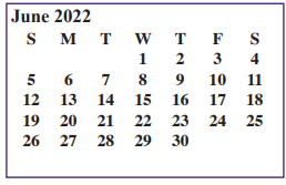 District School Academic Calendar for Alvarado Alternative School for June 2022