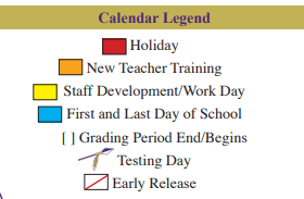 District School Academic Calendar Legend for Alvarado Elementary North