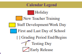 District School Academic Calendar Legend for Juvenile Justice Alternative